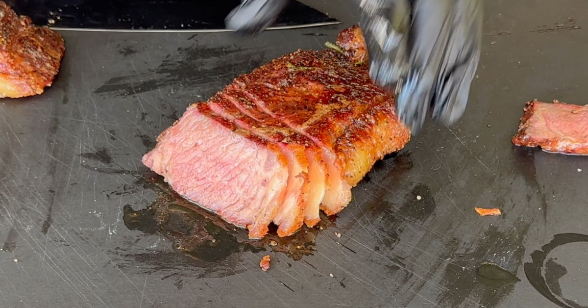 slice the steak