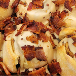 Smoked Cinnamon Rolls with Bacon Topping