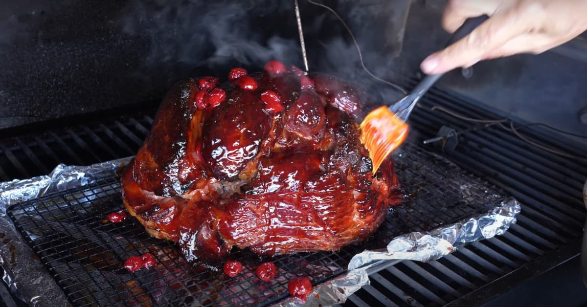 glaze the ham with half of the glaze 1