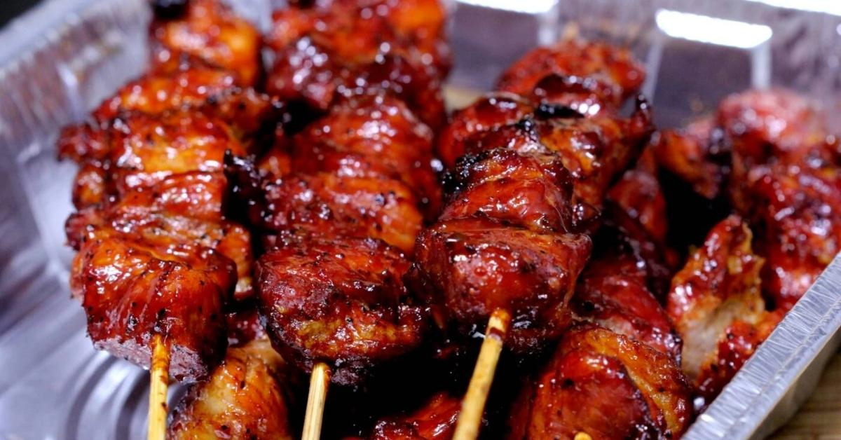 Pork belly skewers. 2 per order. It will blow your mind. - Picture