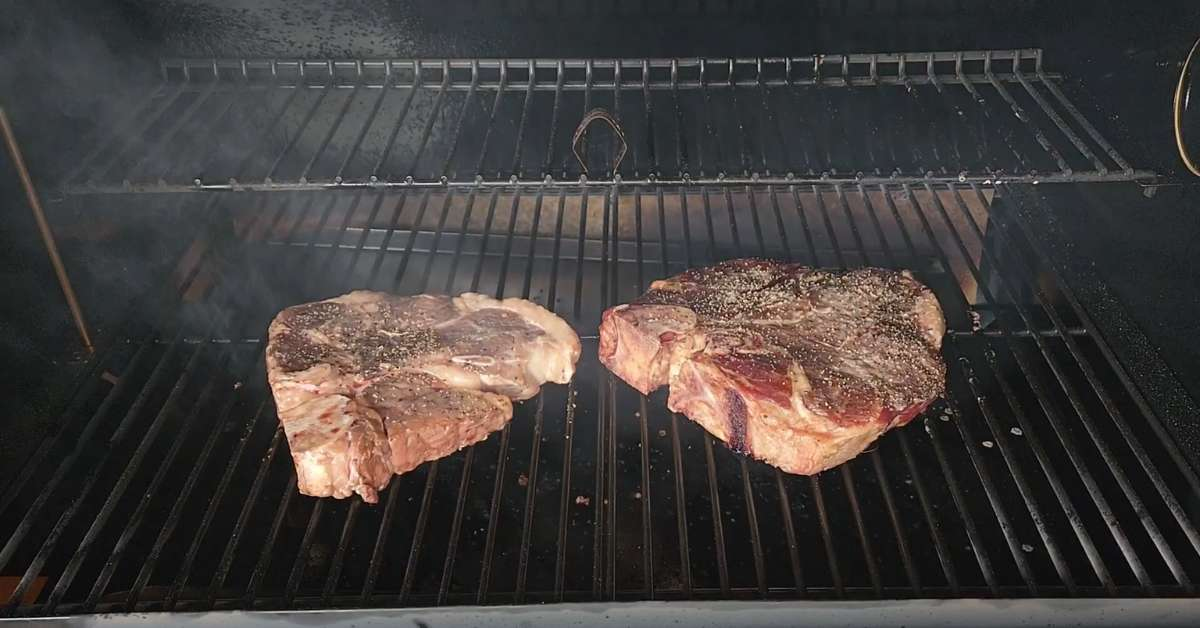 Searing the steaks
