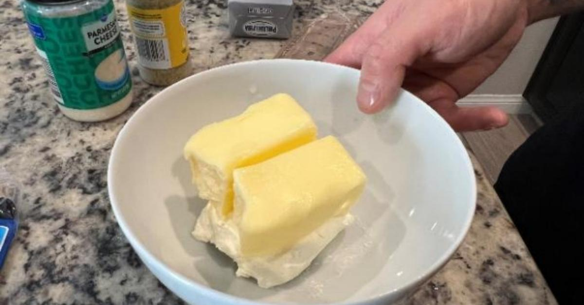 Melt the butter and cream cheese in the microwave